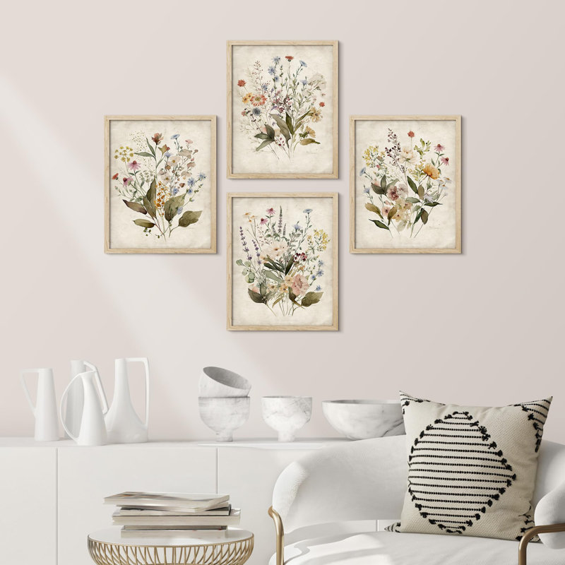 SIGNLEADER Vintage Wildflowers Bouquet Antique Botanical Floral